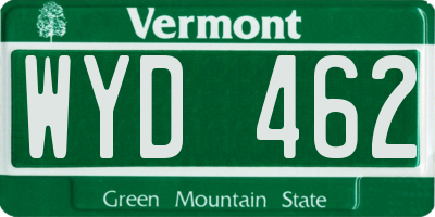 VT license plate WYD462