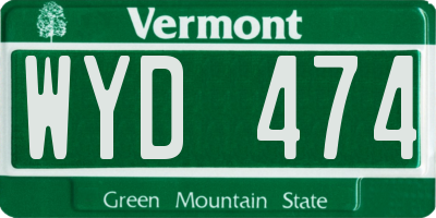 VT license plate WYD474