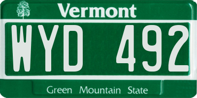 VT license plate WYD492