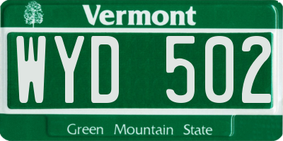 VT license plate WYD502