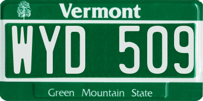 VT license plate WYD509