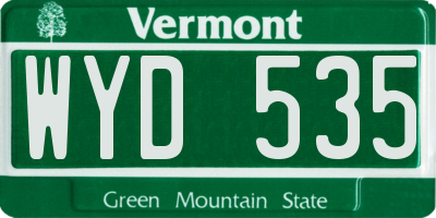 VT license plate WYD535