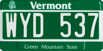 VT license plate WYD537
