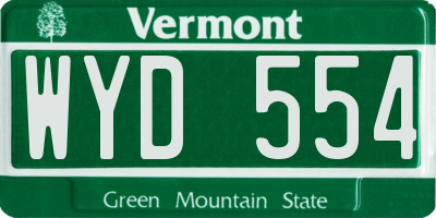 VT license plate WYD554