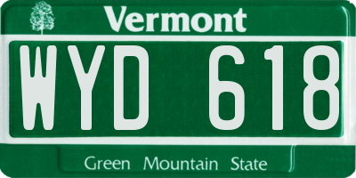 VT license plate WYD618
