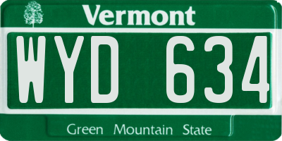 VT license plate WYD634