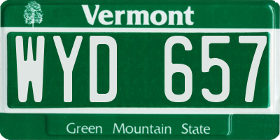 VT license plate WYD657