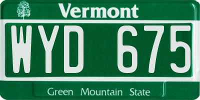 VT license plate WYD675