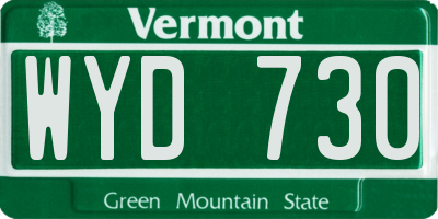 VT license plate WYD730