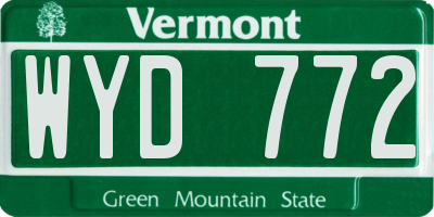 VT license plate WYD772