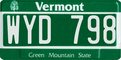 VT license plate WYD798