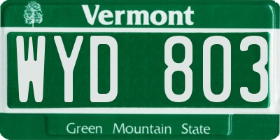 VT license plate WYD803