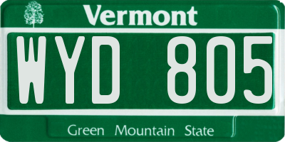 VT license plate WYD805