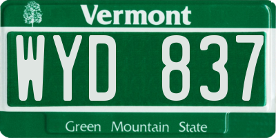 VT license plate WYD837