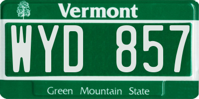 VT license plate WYD857