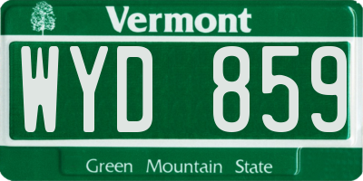 VT license plate WYD859