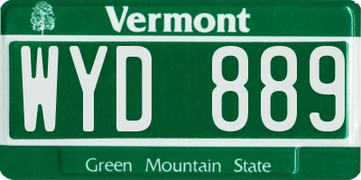 VT license plate WYD889