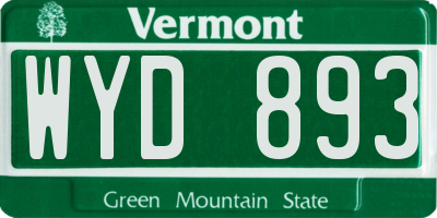 VT license plate WYD893