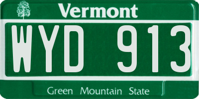 VT license plate WYD913