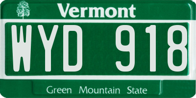 VT license plate WYD918