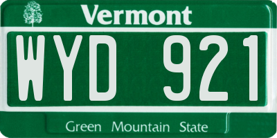 VT license plate WYD921