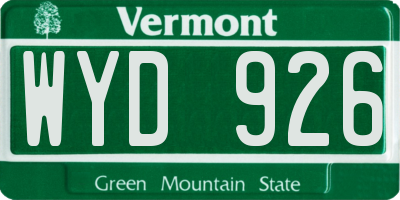 VT license plate WYD926