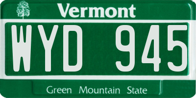 VT license plate WYD945