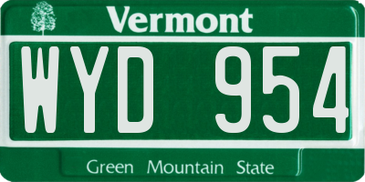 VT license plate WYD954