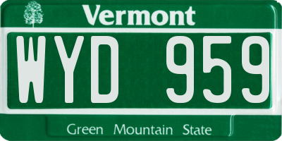 VT license plate WYD959