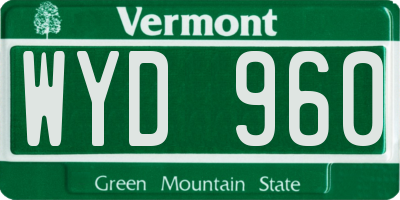 VT license plate WYD960