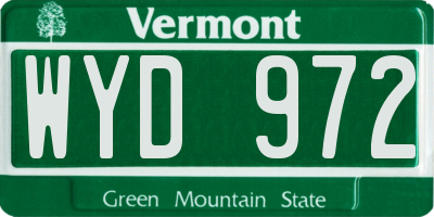 VT license plate WYD972