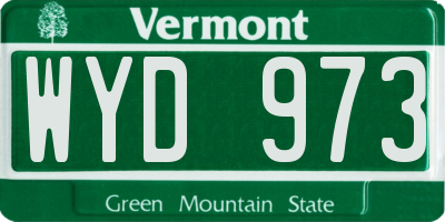VT license plate WYD973