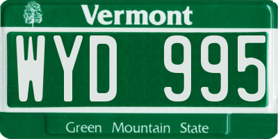 VT license plate WYD995