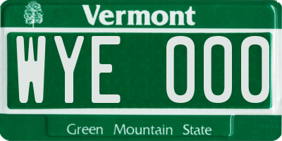 VT license plate WYE000