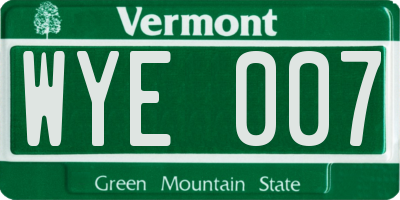 VT license plate WYE007