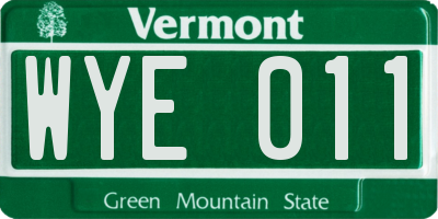 VT license plate WYE011