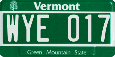 VT license plate WYE017