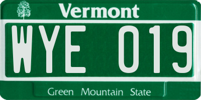VT license plate WYE019