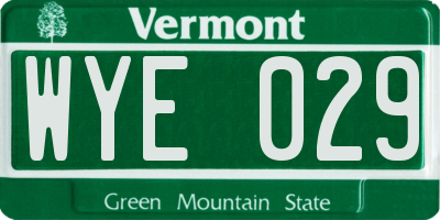 VT license plate WYE029