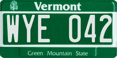 VT license plate WYE042