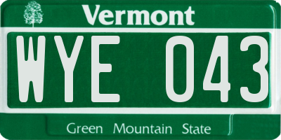 VT license plate WYE043