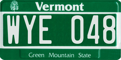 VT license plate WYE048