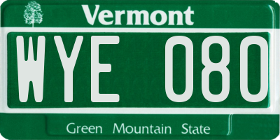 VT license plate WYE080