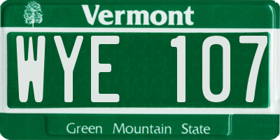 VT license plate WYE107