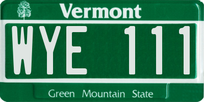 VT license plate WYE111
