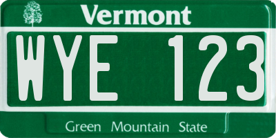 VT license plate WYE123
