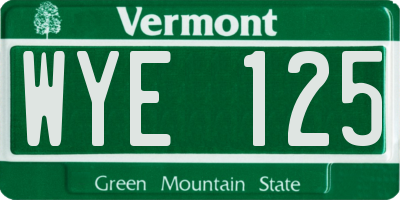 VT license plate WYE125