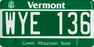 VT license plate WYE136