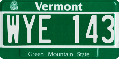 VT license plate WYE143