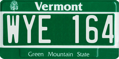 VT license plate WYE164